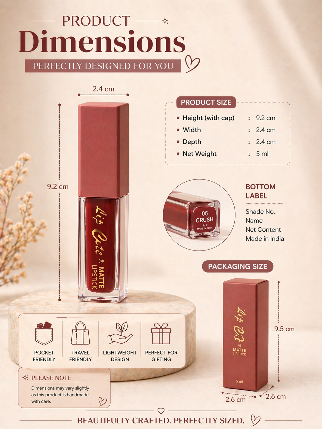 Lip Cute Matte Lipstick Set of 6 – Red & Maroon Shades | Long Lasting, Smudge Proof & Highly Pigmented