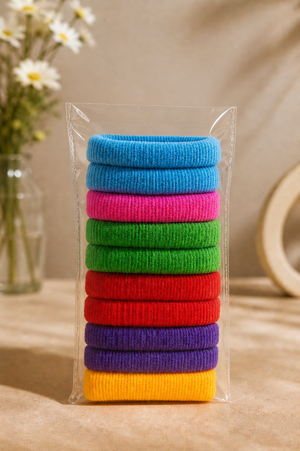 Hair Rubber Bands Pack of 10 – Soft Hold, No Hair Damage 5 pkd
