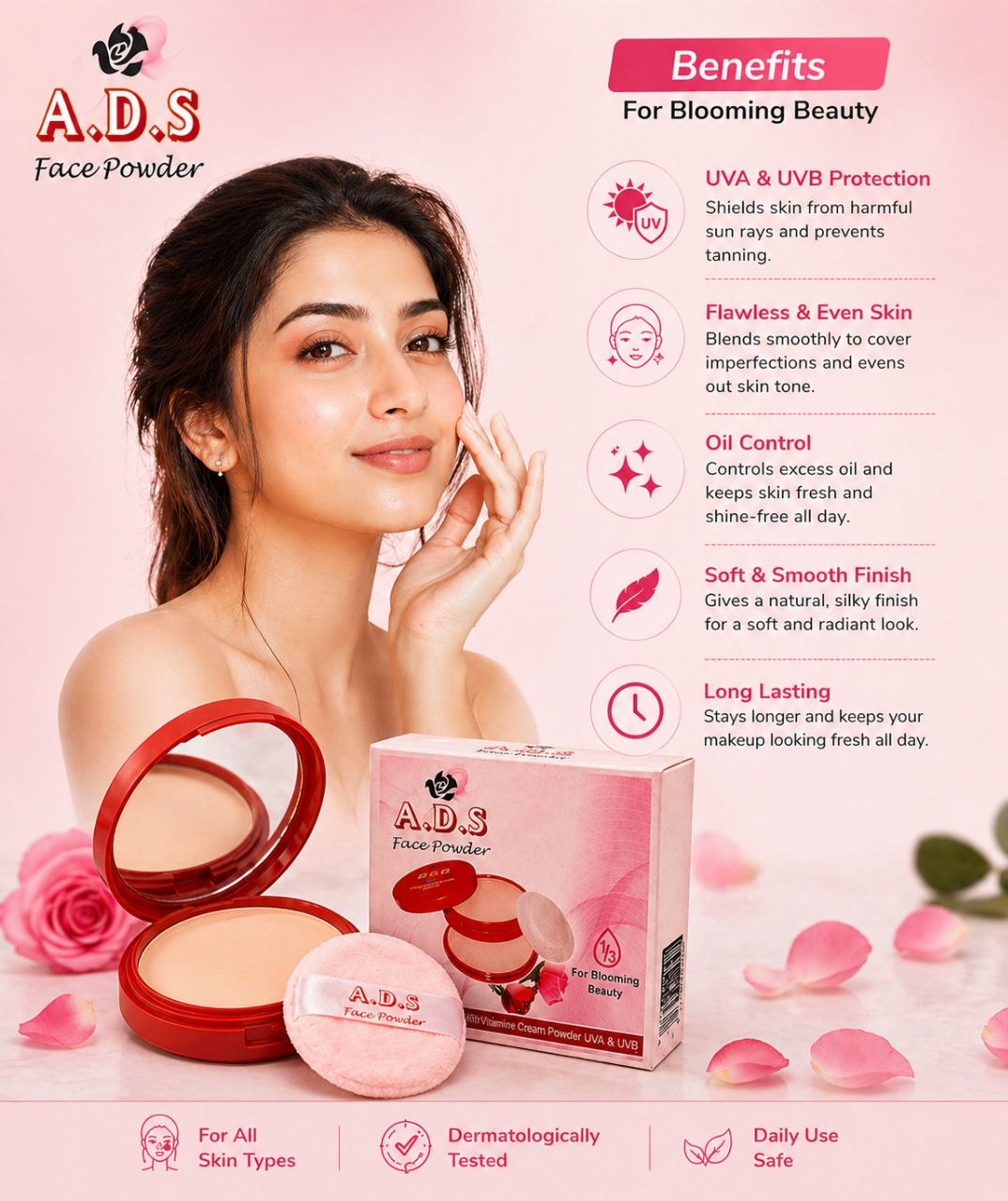 Ads Compact Powder Smooth Matte Finish & Oil Control