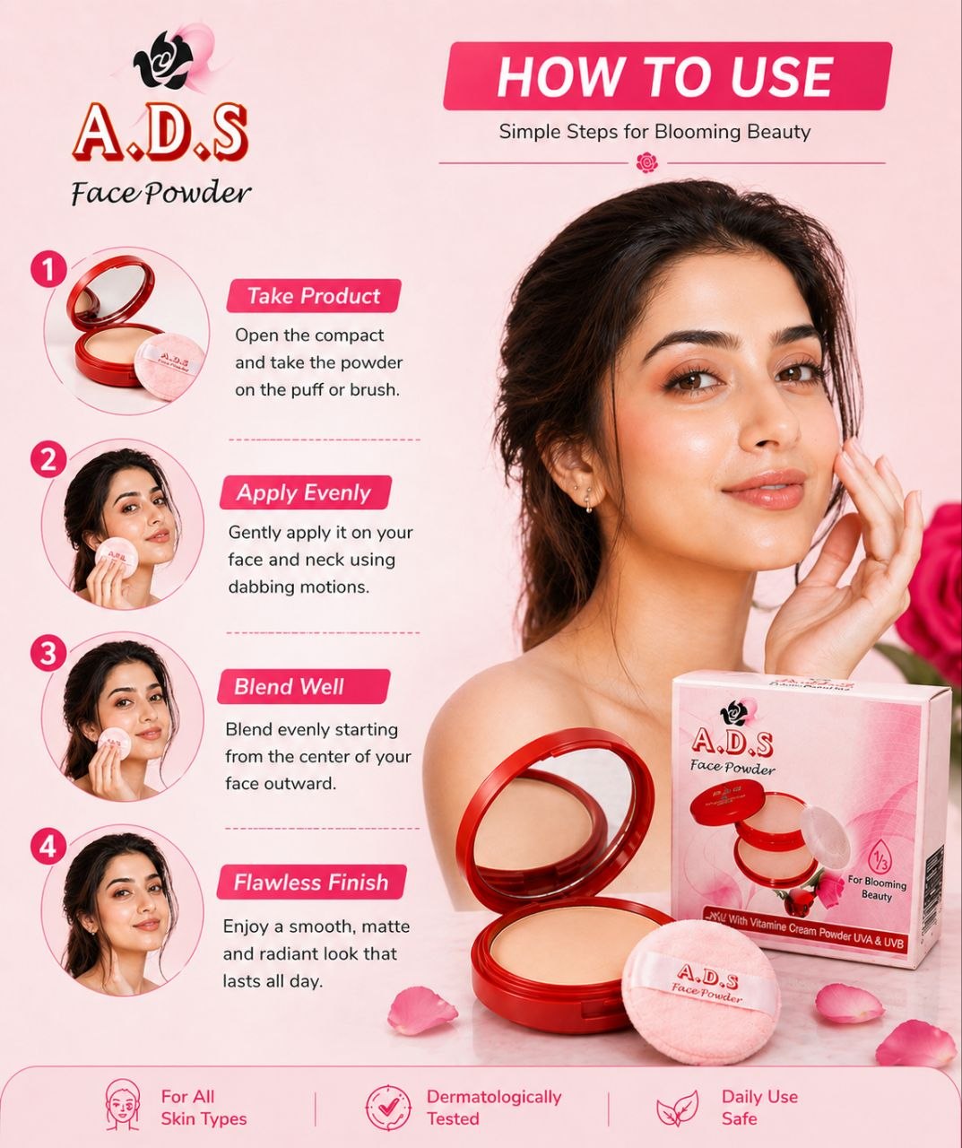 Ads Compact Powder Smooth Matte Finish & Oil Control